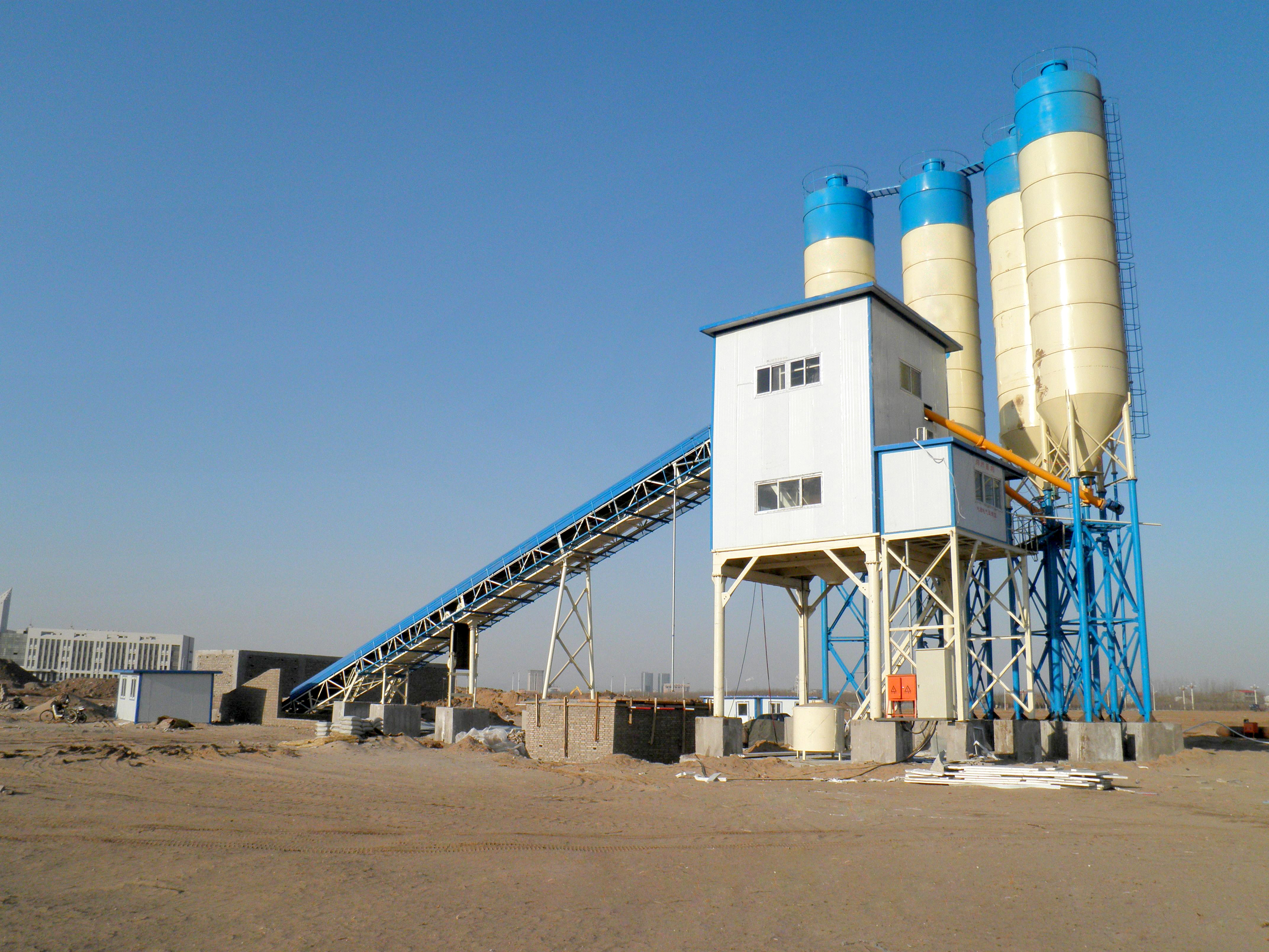 HZS120 stationary concrete batch plant